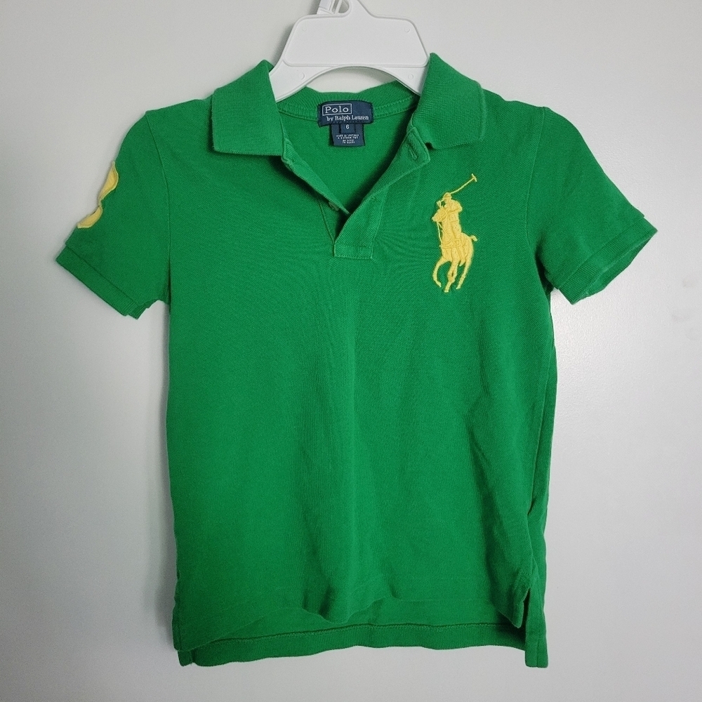 Polo Ralph Lauren Youth Boys Polo Big Pony Size 6 Green Short Sleeve Embroidered